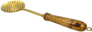 Alluring Homz Brass Cooking & Serving Skimmer,Jhaara,Slotted Spoon with Wooden Handle Kitchen Tool Set
