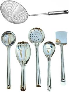 PuthaK Stainless Steel 6 Pieces Cooking Spoons Set For Kitchen Daily Use Kitchen Tool Set