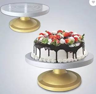 wishku Premium Quality 2kg Cake Turntable,360' Degree 12'' Smooth Rotation Silver Table Kitchen Tool Set