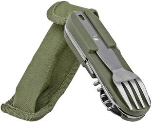 ORTIZA 7 in 1 Camping Cutlery for Camping Picnic Hiking Trekking, Outdoor Cutlery Stainless Steel Cutlery Set