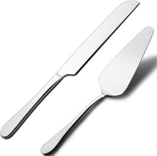 LAKSHMINARAYAN SALES Set of 2 Stainless Steel Silver cake knife and server set Pie Spatula Kitchen Tool Set
