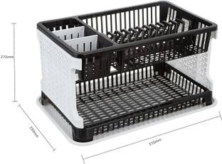 Flipkart SmartBuy Dish Drainer Kitchen Rack Plastic Khatli Black & White