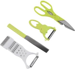 SHOPPAL 4P Multipurpose Set Stainless Steel Tool OF KNIFE SCIRROR PEELER GRATER Kitchen Tool Set