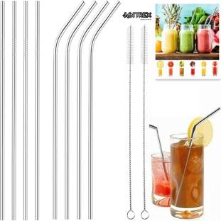 Jantrex Steel Straws for Drinking with Cleaning Brush (4Bent + 4Straight + 2Brush) Kitchen Tool Set