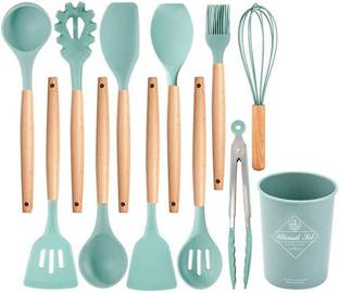CHEFERYN Wooden Handle for Cooking Baking and Mixing Non Stick Cookware Spatula Set Kitchen Tool Set