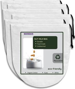 MAINDAIS MAINDAIS Drawstring Nut Milk Bag Unbleached Organic Cotton Cheesecloth,Reusable Kitchen Tool Set