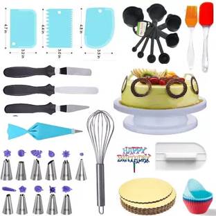 RAJJA Cake Decorating Kits Cake Turntable, 12 Numbered Cake Decorating Tips Kitchen Tool Set