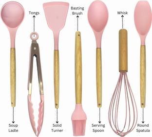 MONKHOOD Silicone Spatula Set - 7 Pcs Spatula for Non-Stick Cookware, Kitchen Tool Set