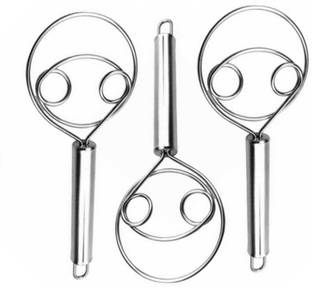 Fably 3 Stainless Steel Dough Whisk Hand Blender Egg Mixer (pack of 3) Kitchen Tool Set