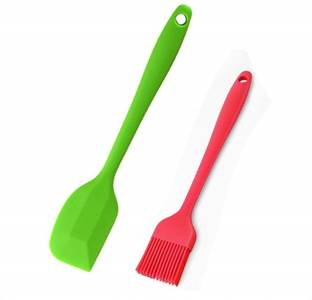 Sakoraware Full Silicone Spatula and Decorating Pastry Brush Set Heat Resistant for Baking Cooking BBQ Grilling, Seamless Design, (8.5 INCH, 22cm Each), Random Color Kitchen Tool Set