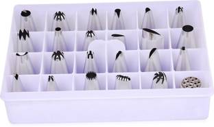 OBIFEMA ENTERPRISES Stainless Steel Frosting Nozzle Piping Set with Storage Box for Cake Decoration and Icing (24 Pcs) Kitchen Tool Set