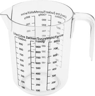 fackelmann Transparent Measuring Plastic Pot With Handle to Measure Liquid and Solid - 15cm Kitchen Tool Set