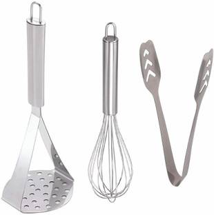Convay Potato Masher, Egg Whisk & Momo Tong Kitchen Tool Set