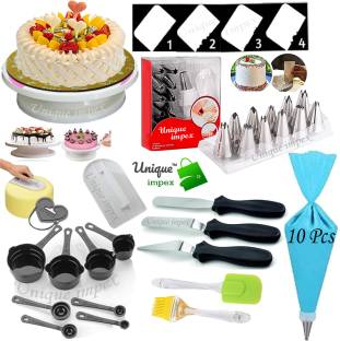 Unique Impex Free 10 Pcs Disposable Piping Bag With cake baking set Kitchen Tool Set