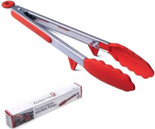 Ramkuwar Ramkuwar Silicone Cooking Tongs?Kitchen Food Tongs?Stainless Steel Material with Heat Resistant Premium Silicone Grip for BBQ Grilling Turner Cooking Tips; 12 Inch (RED) Kitchen Tool Set