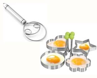 ExcitingDEalz Multi-Purpose Dough Maker Tool Egg Whisker + Creative 4pcs Egg Omelette Moulds Kitchen Tool Set
