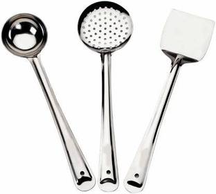 Liolis Stainless Steel Laddle, Skimmer, Cooking Turner Set Palta Chalni, karchi Set Kitchen Tool Set