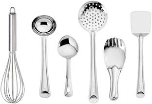 WiiBross Includes Spatula, Ladle, Skimmer, Slotted Turner, Flex Turner & Steel Whisker Kitchen Tool Set