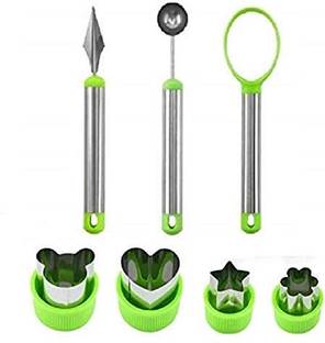 Magnusdeal DIY 7 Pieces Stainless Steel Vegetable, Fruit Cutter Shaper Scoop Mold Set Kitchen Tool Set