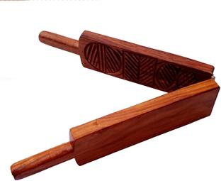 Hutson Handmade Pure Sheesham Wood Thekua Khajoor Mould/Sancha (Folding 2 in 1) Kitchen Tool Set