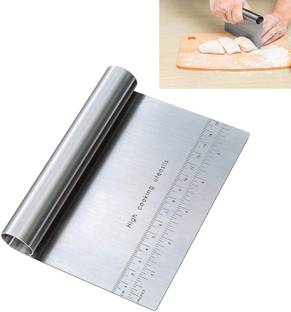 VATTU Cake Scrapper Cutter Chopper Stainless Steel with Measuring Scale Kitchen Tool Set