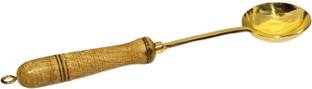 A & H ENTERPRISES Brass Ladle With Wooden Handle for Lifting , Serving dishes Cooking Spoon Kitchen Tool Set
