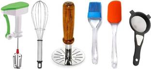 Flipkart SmartBuy Masher, Spatula With Brush & 2 in 1 Strainer-Greater (Pack Of 6) Kitchen Tool Set