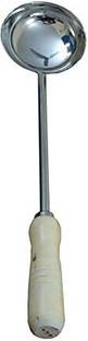 PS ENTERPRISES Stainless Steel Long Soup Ladle Kitchen Serving Spoons with Wooden Handle Kitchen Tool Set