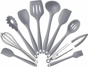 SYGA Silicone Kitchen Utensils Set, 10 Pieces Silicone Cooking & Baking Tool Sets Non-Toxic Hygienic Safety Heat Resistant (Grey) Kitchen Tool Set