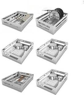 Sanjari Kitchen Basket combo set (21 * 20, Set Of 6) Stainless Steel Stainless Steel Kitchen Trolley