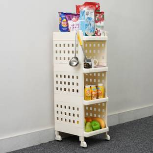 ADA 4-Tier Multipurpose Storage Shelf Rack with Wheels | Storage Organizer Cart Plastic Kitchen Trolley