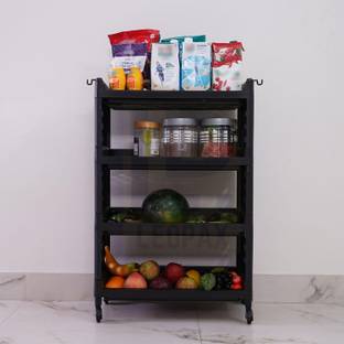 LEOPAX 4 Layers Plastic Rolling Storage Rack | Multipurpose Storage Rack with Wheels | Plastic Kitchen Trolley