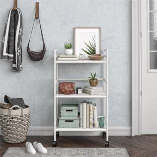 Winstar 3-Tier Heavy Duty Metal Rolling Cart with Wheels | White Color Iron Kitchen Trolley