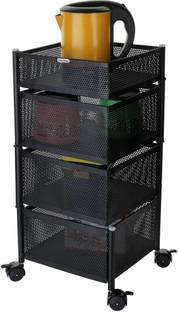 justone choice Rotating Vegetable Rack Floor-Standing Multi-Layer Kitchen, 4-Tier Iron Kitchen Trolley