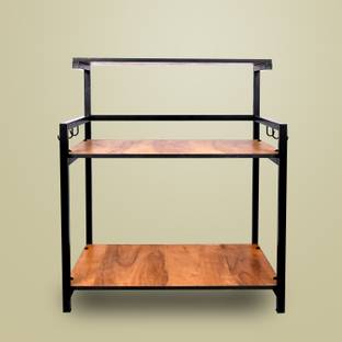 Deshco Platform Top Microwave & Oven Stand, Kitchen Organizer, 3 TIER Iron, Wooden Kitchen Trolley