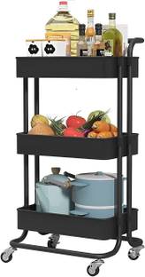 lukzer Lukzer 3 Tier Utility Rolling Cart with Wheels Multifunctional Trolley Plastic Kitchen Trolley