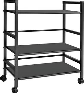 IMPULSE Premium 3-Shelf Microwave Oven Trolley Stand/Storage Trolly Rack/Storage Rack/Shelf for Home-Office-Kitchen (Black) Iron Kitchen Trolley
