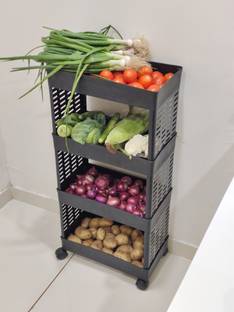 PALAK Fruit,Vegetable Stand Kitchen Trolley,Fruit Basket,Vegetable Basket | Rack Plastic Kitchen Trolley