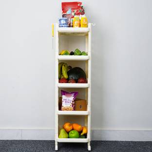 ADA 5-Tier Multipurpose Storage Shelf Rack with Wheels | Storage Organizer Cart Plastic Kitchen Trolley