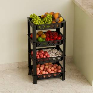 Morbrix Fruits/Vegetables Kitchen Rack Plastic 4 Layer Plastic Kitchen Rack for Storage home, office