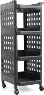 ADA 3 -Tier Rolling Storage Shelf Basket Utility Cart Rack | Storage Organizer Cart Plastic Kitchen Trolley