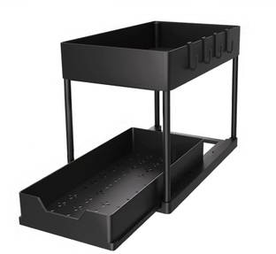 Sasimo Pull-out 2 Tier Under Sink Organizer Bathroom Kitchen Sink Drawer Under Sink Stainless Steel Kitchen Trolley