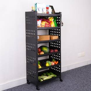 ADA 6-Tier Multipurpose Storage Shelf Rack with Wheels | Storage Organizer Cart Plastic Kitchen Trolley