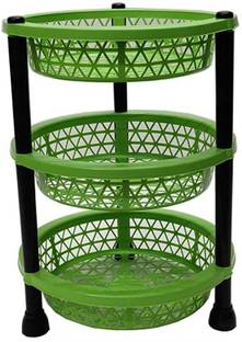 Collectrio Kitchen Rack Basket for Office Use Fruits and Vegetable (Plastic, Multicolor) Plastic Kitchen Trolley