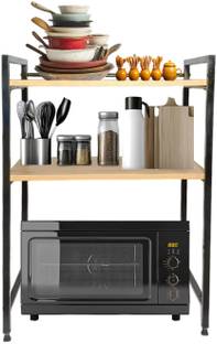 GREEN TOUCH 3tier 2 Wooden Self Microwave Oven OTG Kitchen appliance holder stand organizer Wool, Iron Kitchen Trolley