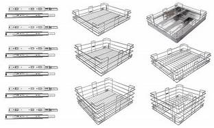 Sanjari Stainless Steel Wire Modular Kitchen Basket(19X20 6 PC + Channel 20" 6 SET) Stainless Steel Kitchen Trolley