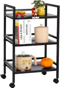 Winstar 3-Tier Heavy Duty Metal Rolling Cart with Wheels | Multifunctional Iron Kitchen Trolley