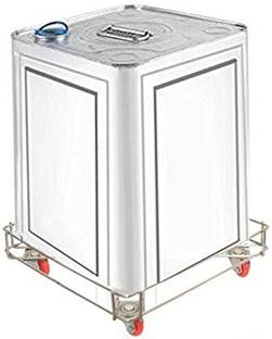 yamunaji Stainless Steel Oil Dabba Trolley with Heavy Duty Wheel Stainless Steel Kitchen Trolley