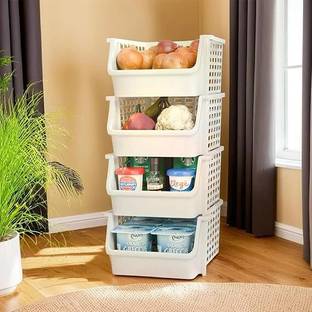 Quickmart Quickmart Kitchen Organizer Rack Stand Vegetable Stand for Kitchen Storage Rack Plastic Kitchen Trolley