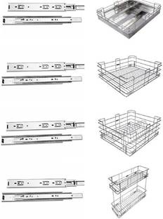 Sanjari 21X20X4Sheet Cutlery21X20X6Plain Basket21X20X8Thali Basket 8X20X17Pullout Stainless Steel Kitchen Trolley